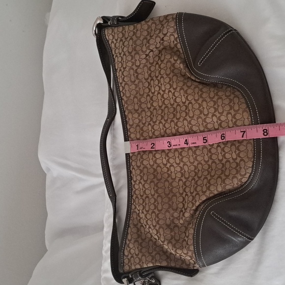 Vintage Coach Signature Mini Cs brown/beige canvas leather hobo soho bag NWOT - Picture 13 of 13